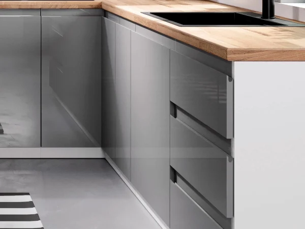 Retour Facile et Gratuit Colonne De Cuisine ASPAS 2 Portes Gauche 40 Cm Blanc/gris Laqué 5